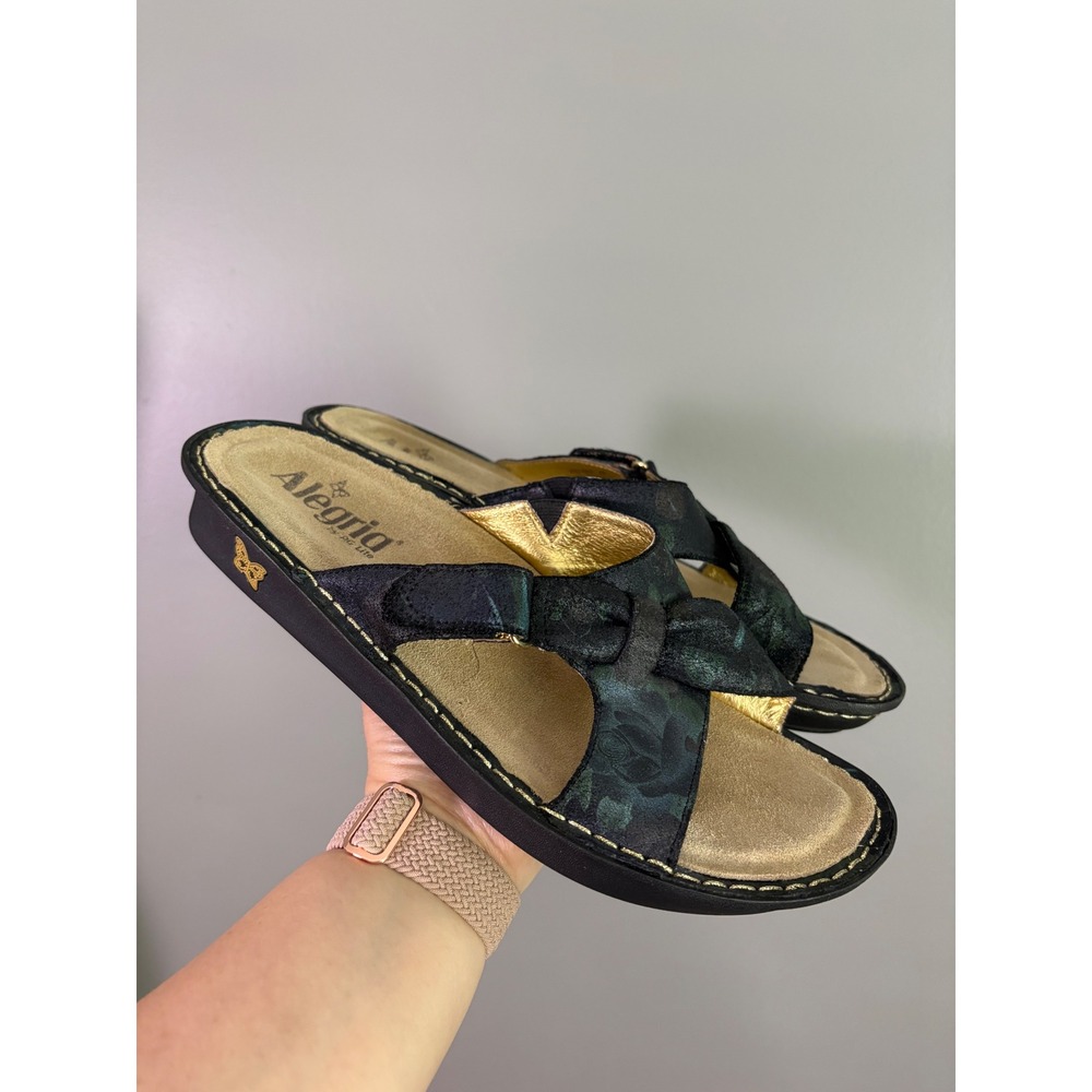 Alegria Vio Wedge Slide Sandal 42 US 11.5 Floral Comfort Adjustable Artsy Travel